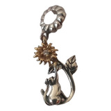 Charm Gato Flor Plata Esterlina S925 Para Pulsera Pandora 