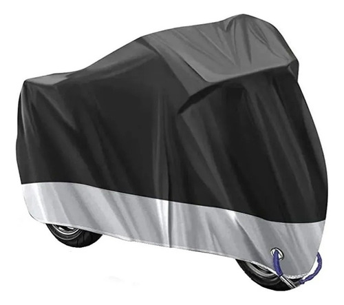 Funda Para Motocicleta Impermeable Xl Protección Uv Lluvia Color Negro Con Plata