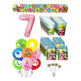 Kit Decoracion Princesa Peach Mario Bros X12 Niños + Bombas1