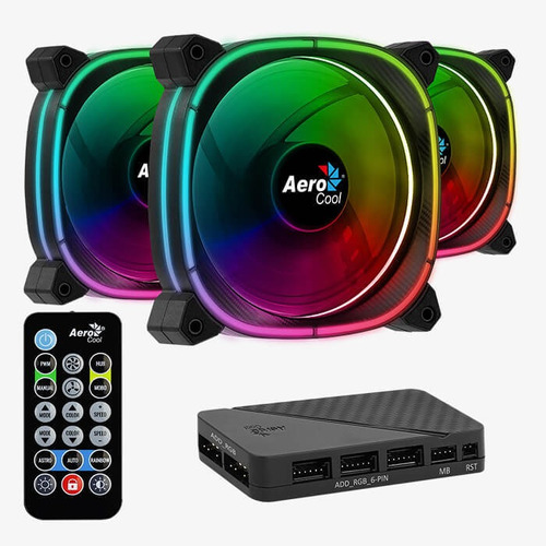 Kit 3 Ventiladores Argb Aerocool Astro 12 Pro 120mm Control