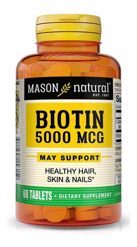 Mason Natural | Biotin | Biotina | 5000mcg | 60 Softgels