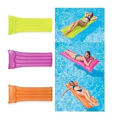 Flotador Colchoneta Intex Colchon Inflabl Piscina Color Neón