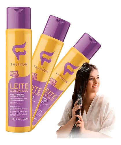 Kit Triplo: 3 Leite Siliconizado Com Óleo De Argan E Ojon