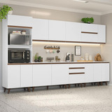 Armário Cozinha Completa Modulada Com Balcão Para Cooktop Madesa 355cm Branco Reims Sabrina Grrm35500109