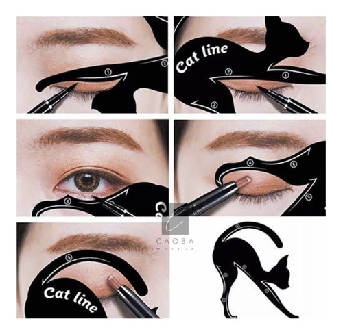 Stencil Plantilla Delineado Cejas Cat Eyeliner