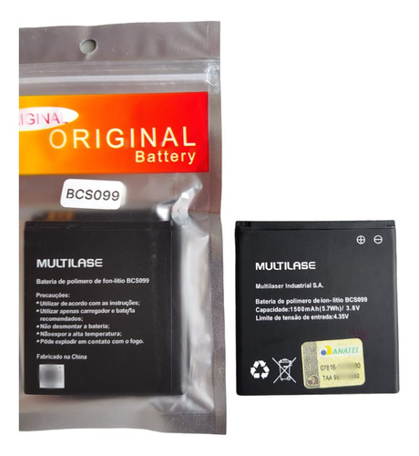 Ba-ter-ia Bcs099 Multilaser E Lite P9099 1500mah + Garantia