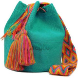 Mochilas Wayuu Decorativo Verde Original Hechas A Mano.