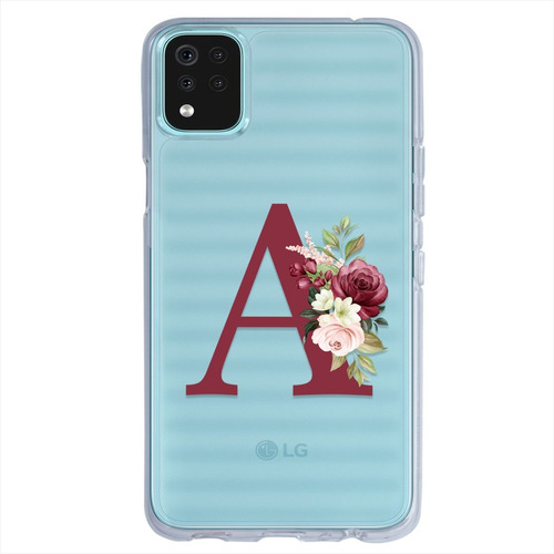 Funda LG Antigolpes Flores Personalizada Con Tu Inicial