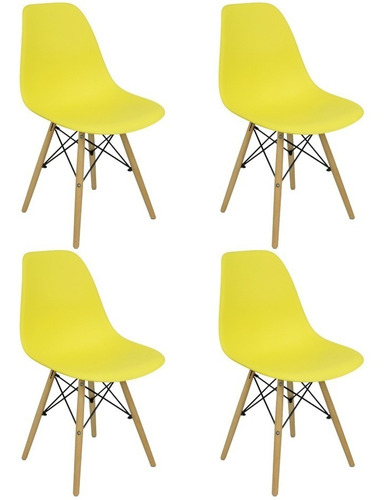 Kit 4 Cadeiras Charles Eames Eiffel Wood Design Varias Cores