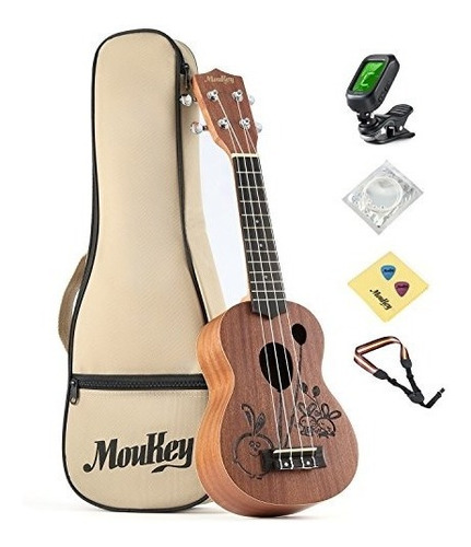 Moukey 21  Soprano Ukulele Starter Pack Para Principiantes,