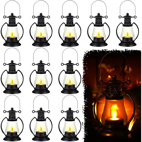 12 Mini Faroles Vela Led, Faroles Decorativos Mini Cent...