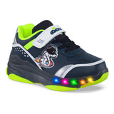 Tenis Patines Con Luces Braiz Azul Osc Para Niño Los Gomosos