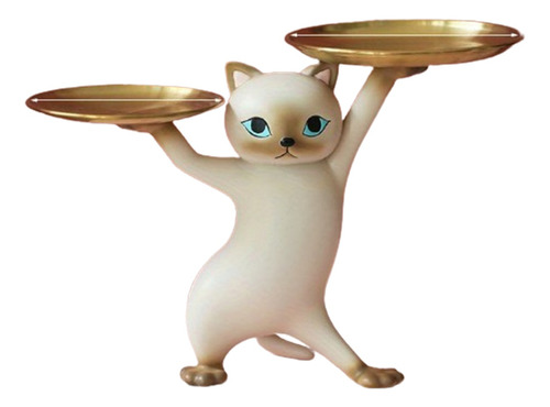 Escultura De Figura De Gato Meme Con Bandeja Almacenamiento 