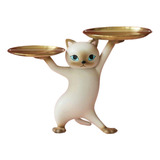 Escultura De Figura De Gato Meme Con Bandeja Almacenamiento 