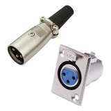 Plug Xlr Conector Canon Femea Painel + Canon Macho 5 Cada