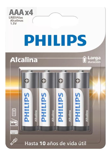 Pilas Aaa X4 Unidades Alcalinas 1.5v Philips