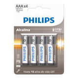 Pilas Aaa X4 Unidades Alcalinas 1.5v Philips