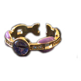 Anillo Oro Laminado 14k Ojo Gato Morado Ajustable