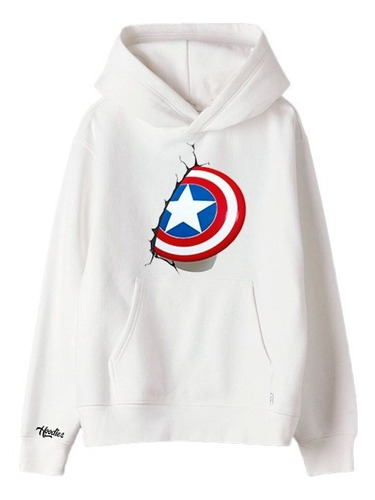 Buzo Buso Saco O Hoodie De Capitán América Blanco Niño