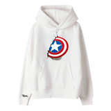 Buzo Buso Saco O Hoodie De Capitán América Blanco Niño