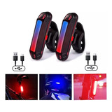 2pz Luces Usb Recargable Led Estrobo Para Bicicleta 5 Modos