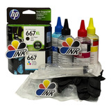 Cartuchos Hp 667xln Y 667 C Estandar Original+kit De Recarga