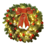 Corona De Navidad Led Que Funciona Con Pilas Y Bolas Bowknot