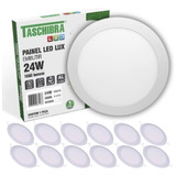 Kit 12un Painel Led Taschibra Embutir Redondo 24w 6500k Cor Branco 110v/220v