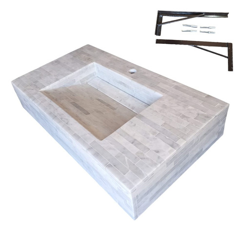 Mesada Bacha Mármol Carrara 100x47 Cm Colgante Con Ménsulas