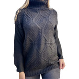 Sweater Oversize Grueso Cuello  Alto Dama Invierno