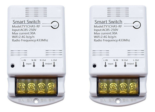 2x Módulo De Relé Tuya Wifi 30a 85-250v Switch Diy 433mhz Rf