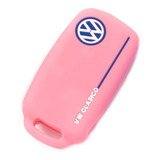 Funda Silicon Llave Volkswagen Clasico 3 Botones En Rosa