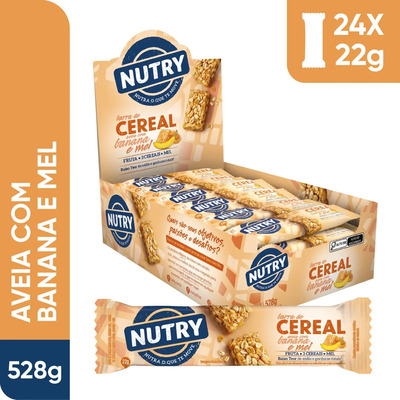 Barra de Cereais Nutry Aveia com Banana e Mel 24 x 22g - Com 3 Cereais, Fruta e Mel | MercadoLivre
