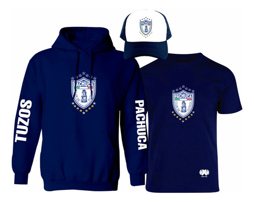 Kit De Sudadera + Playera + Gorra Mod Tuzos Pachuca Liga Mx | Meses sin interés