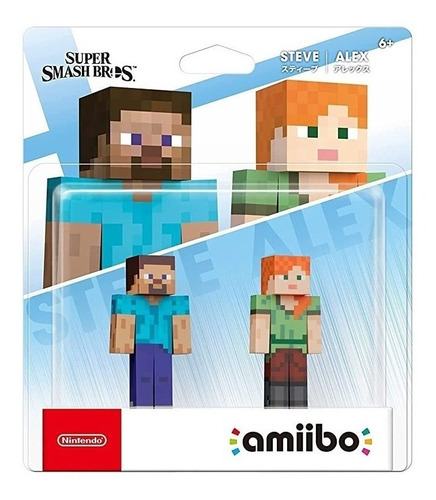 Figura Amiibo Super Smash Bros Minecraft 2 Pack Alex Y Steve