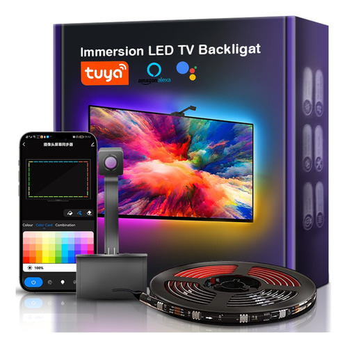 Cinta De Luces Led Rgb Inmersión Wifi Para Tv App Tuya Alexa