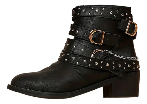 Botas Piel Negras Goth Rock Punk Bota Negra Botas Vaqueras | Meses sin interés