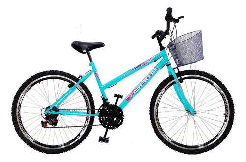 Bicicleta Feminina 18 Marchas Aro 24 Com Cesta