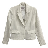 Blazer Listras Creme E Azul Da Simulassão - Tam M