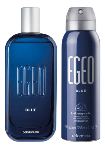 Combo Egeo Blue Colônia 90ml + Egeo Blue Antitranspirante 75g/125ml Kit Presente O Boticário Masculino Fragrância Amadeirada E Jovial.