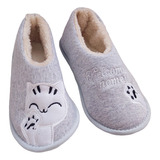 Pantuflas Cerradas Con Piel Dama Estampada Gatitos Margon