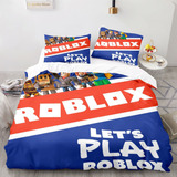 Let's Play Roblox, Juego De Ropa De Cama Doble De 3 Piezas