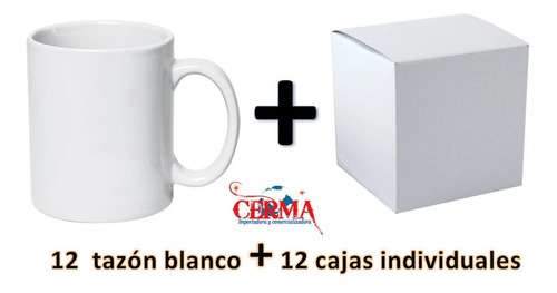 Pack 12 Tazones Blancos 11oz Sublimación + Caja Individual