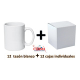 Pack 12 Tazones Blancos 11oz Sublimación + Caja Individual