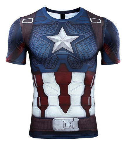 Camiseta De Compresión Hombre Capitán América Print 3