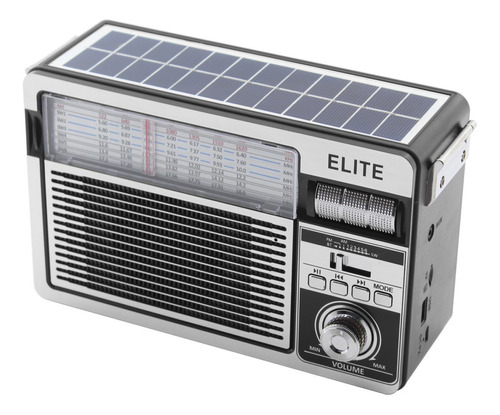 Caixa Som Portátil Bluetooth Painel Solar Rádio El515 Cinza