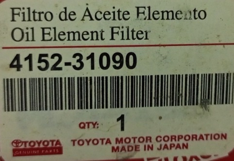 Filtro Aceite Toyota Camry 09-17 Rav4 06-10 Prado (elemento) Foto 3
