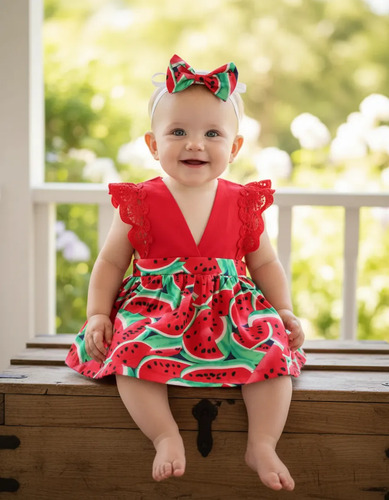 Vestido\u002Fpañalero  Bebe  Estampado Sandias  | Envío gratis