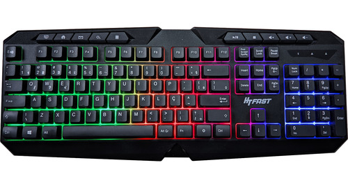 Teclado Gamer Multimidia Usb 2.0 Preto Led Rgb Padrao Abnt
