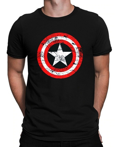 Camisa, Camiseta Capitão América Escudo Desgastado